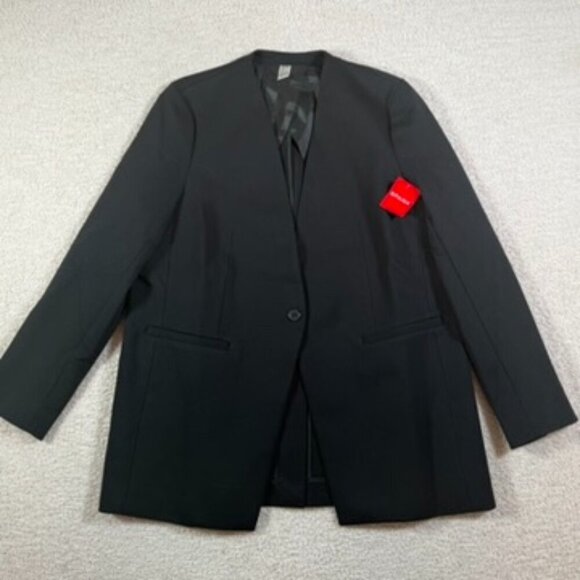 Spanx‎ Womens Perfect Collarless Blazer Jacket One Button Large Office Black NWT - Picture 3 of 12